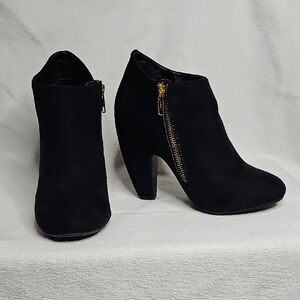 Massimo Black Ankle Booties with Gold Zipper